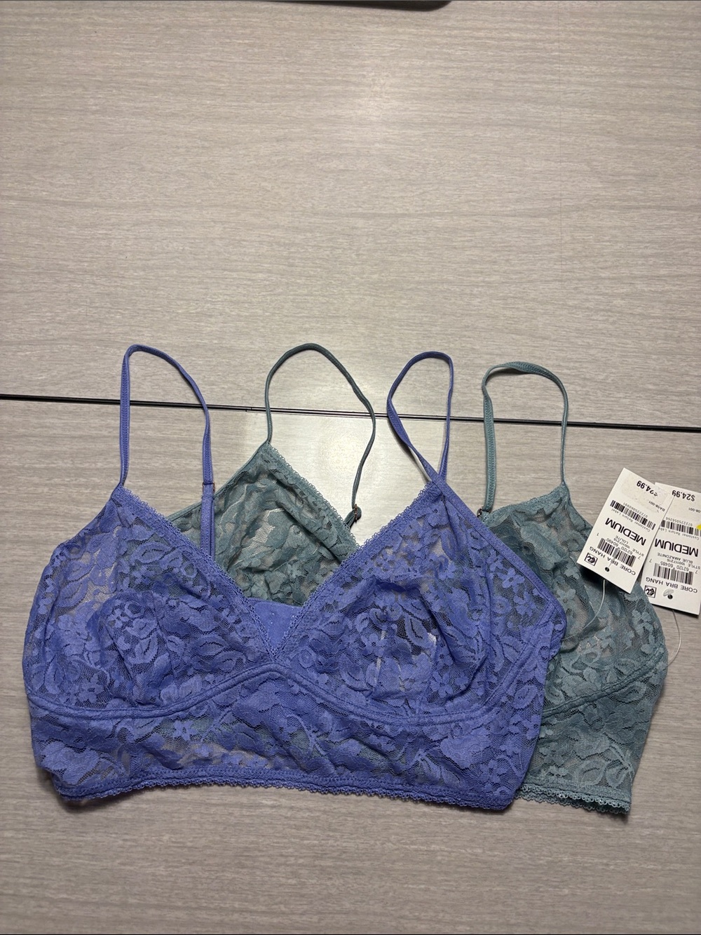 NWT INC International Concepts Lace Bralette Set in Periwinkle and Sage Size Med